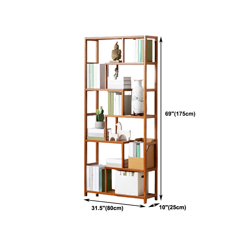 Etagere Bookcase Bamboo Brown Shelf Bookcase for Home Office