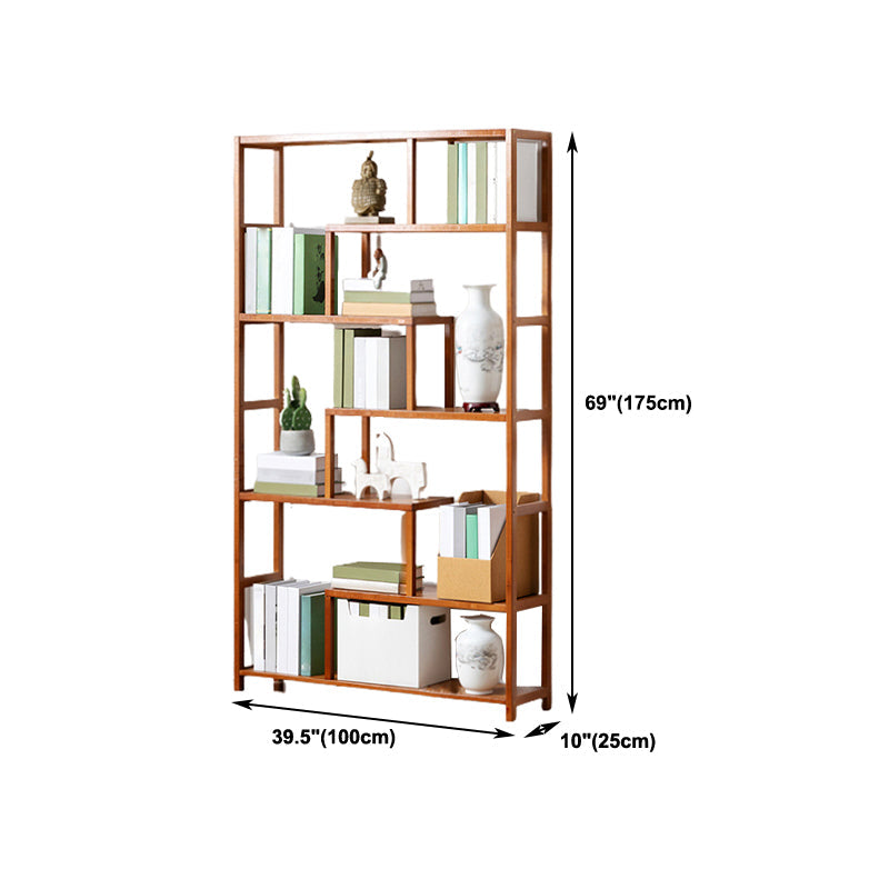 Etagere Bookcase Bamboo Brown Shelf Bookcase for Home Office