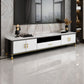 Glam Style TV Stand Stone Open Storage TV Console with Cabinet