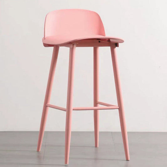 Milk Tea Shop Low Back Stool Scandinavian Matte Finish Plastic Barstool Pink 1 Piece