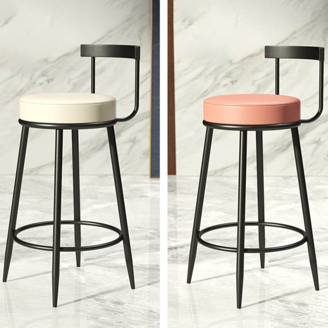 Contemporary  Low Back Home Stool Matte Finish Upholstered Bar Stools