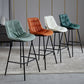Contemporary Style Bar Stool PU Leather Counter Bar Stool with Metal Legs for Home
