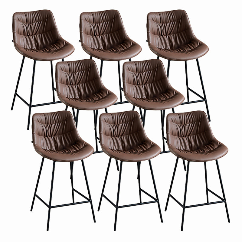 Contemporary Style Bar Stool PU Leather Counter Bar Stool with Metal Legs for Home