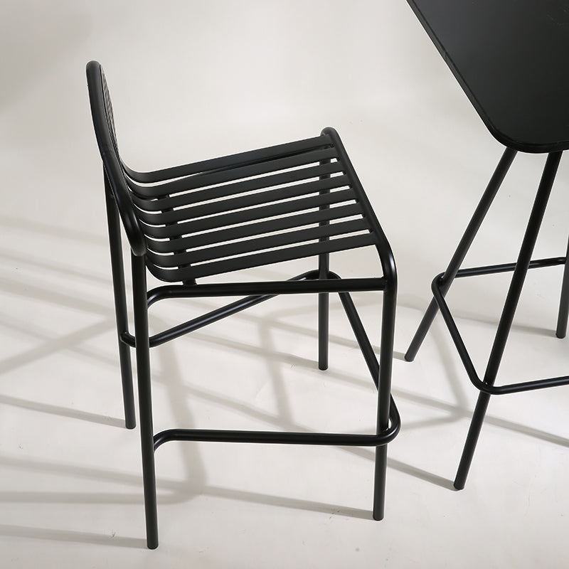 Table de table de bar en fer carrée industrielle 1/2 pièces Table de comptoir avec tabourets hauts métalliques