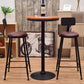 1/3 Pieces Industrial Iron Bar Table Set Round Bistro Set with Pine Wood Top