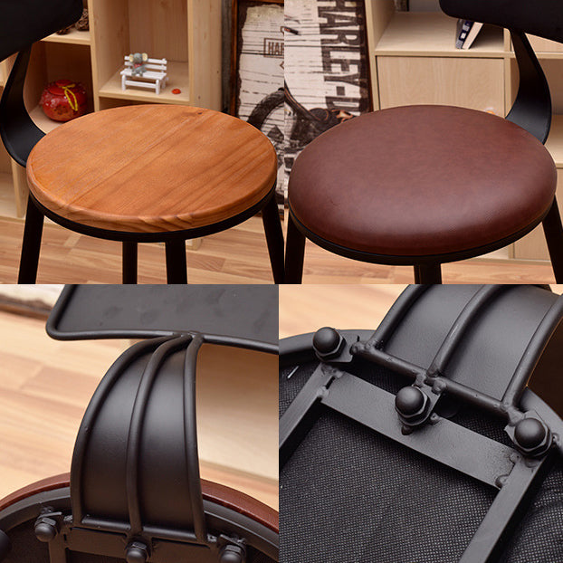 1/3 Pieces Industrial Iron Bar Table Set Round Bistro Set with Pine Wood Top