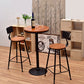 1/3 Pieces Industrial Iron Bar Table Set Round Bistro Set with Pine Wood Top