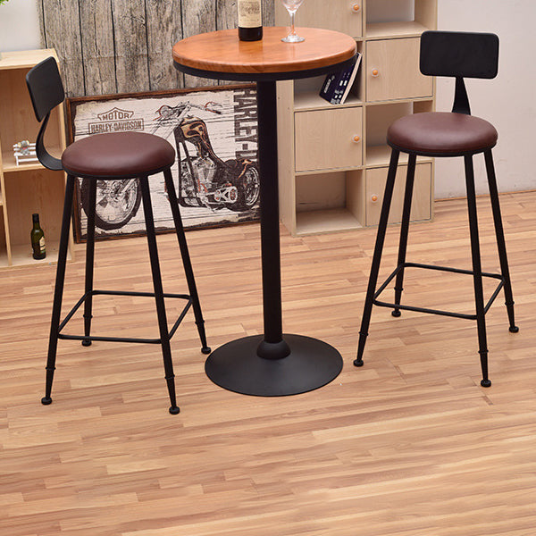 1/3 Pieces Industrial Iron Bar Table Set Round Bistro Set with Pine Wood Top