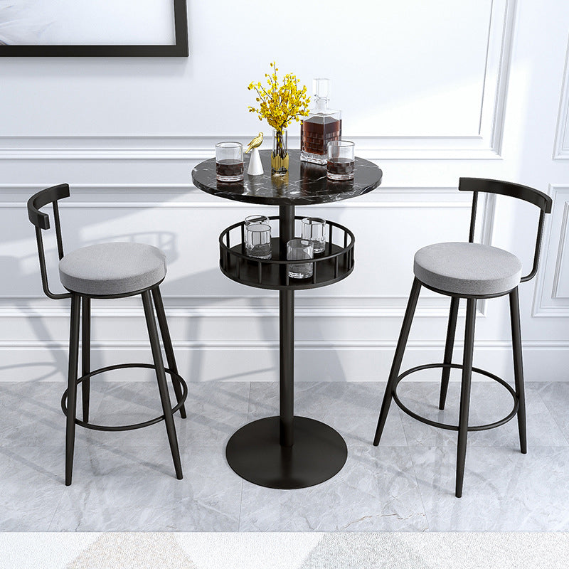 1/2/3 Pieces Industrial Iron Bar Table Set Round Bistro Set with Faux Marble Top Clearhalo 'Bar Furniture' 'furn' 'furn_home_bar_bar_sets' 'Furniture' 'Home Bars & Bar Sets' 'home_bar_bar_sets' 'Kitchen & Dining Furniture' 5291483