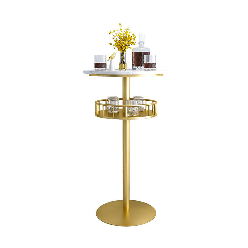 1/2/3 Pieces Industrial Iron Bar Table Set Round Bistro Set with Faux Marble Top Gold 22"L x 22"W Clearhalo 'Bar Furniture' 'furn' 'furn_home_bar_bar_sets' 'Furniture' 'Home Bars & Bar Sets' 'home_bar_bar_sets' 'Kitchen & Dining Furniture' 5291487