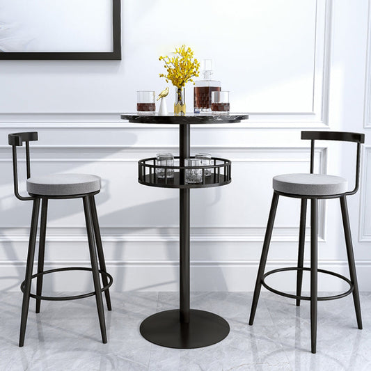 1/2/3 Pieces Industrial Iron Bar Table Set Round Bistro Set with Faux Marble Top Clearhalo 'Bar Furniture' 'furn' 'furn_home_bar_bar_sets' 'Furniture' 'Home Bars & Bar Sets' 'home_bar_bar_sets' 'Kitchen & Dining Furniture' 5291493
