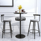 1/2/3 Pieces Industrial Iron Bar Table Set Round Bistro Set with Faux Marble Top Clearhalo 'Bar Furniture' 'furn' 'furn_home_bar_bar_sets' 'Furniture' 'Home Bars & Bar Sets' 'home_bar_bar_sets' 'Kitchen & Dining Furniture' 5291493