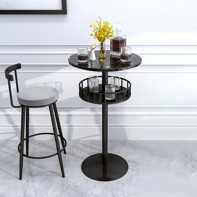 1/2/3 Pieces Industrial Iron Bar Table Set Round Bistro Set with Faux Marble Top 2 Pieces: Table, 1 Chair Clearhalo 'Bar Furniture' 'furn' 'furn_home_bar_bar_sets' 'Furniture' 'Home Bars & Bar Sets' 'home_bar_bar_sets' 'Kitchen & Dining Furniture' 5291495