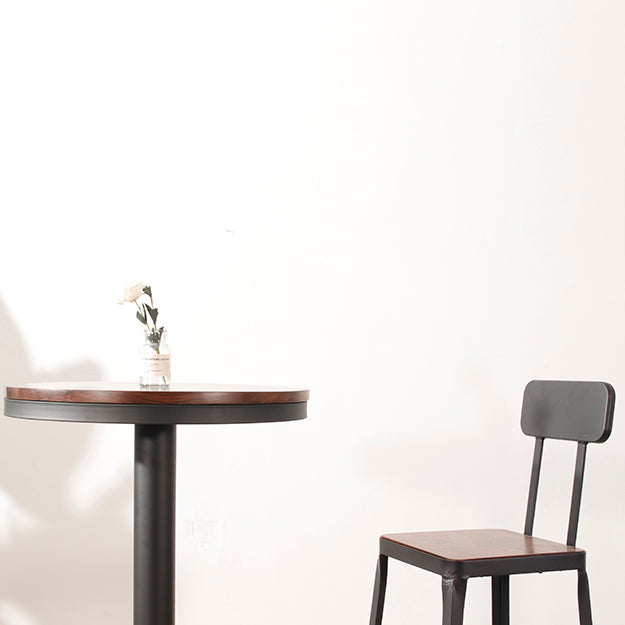 1/3 Pieces Industrial Iron Bistro Set Round Bar Table Set with Pine Wood Top