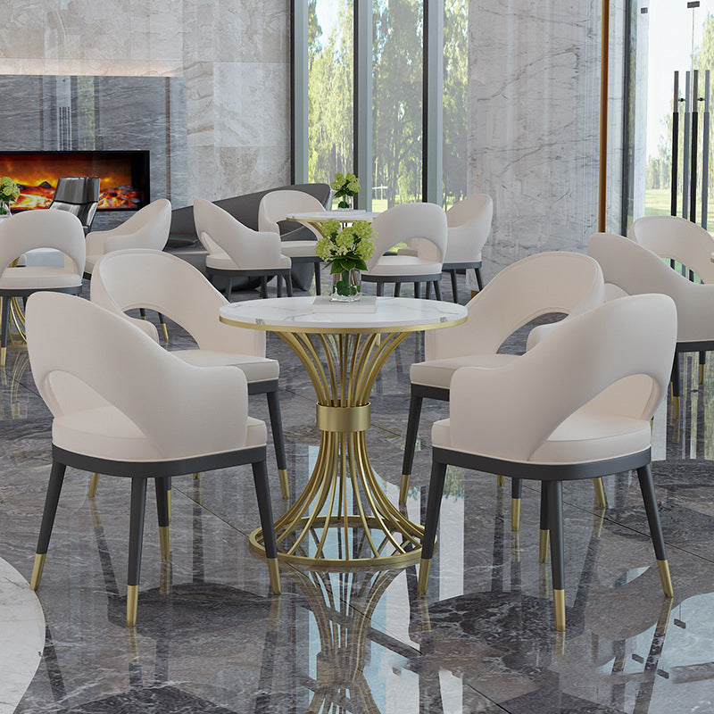 Glam Sintered Stone Dining Table Set 1/2/3/4/5 Pieces Dining Set for Home Use Clearhalo 'Dining Room Sets' 'Dining Tables & Seating' 'dining_room_set' 'furn' 'furn_dining_room_set' 'Furniture' 'Kitchen & Dining Furniture' 5291600