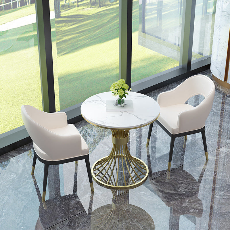 Glam Sintered Stone Dining Table Set 1/2/3/4/5 Pieces Dining Set for Home Use 3 Pieces: Table, 2 Chairs Clearhalo 'Dining Room Sets' 'Dining Tables & Seating' 'dining_room_set' 'furn' 'furn_dining_room_set' 'Furniture' 'Kitchen & Dining Furniture' 5291602