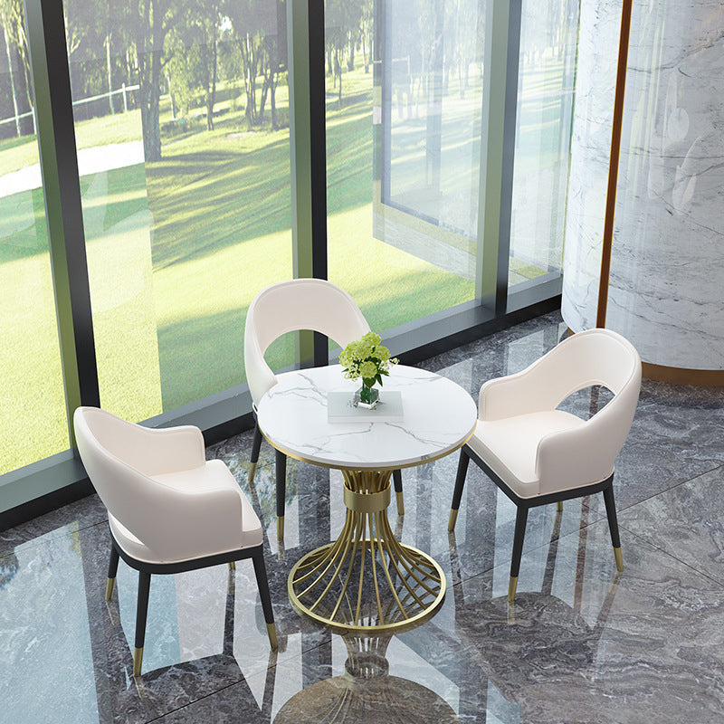 Glam Sintered Stone Dining Table Set 1/2/3/4/5 Pieces Dining Set for Home Use 4 Pieces: Table, 3 Chairs Clearhalo 'Dining Room Sets' 'Dining Tables & Seating' 'dining_room_set' 'furn' 'furn_dining_room_set' 'Furniture' 'Kitchen & Dining Furniture' 5291604