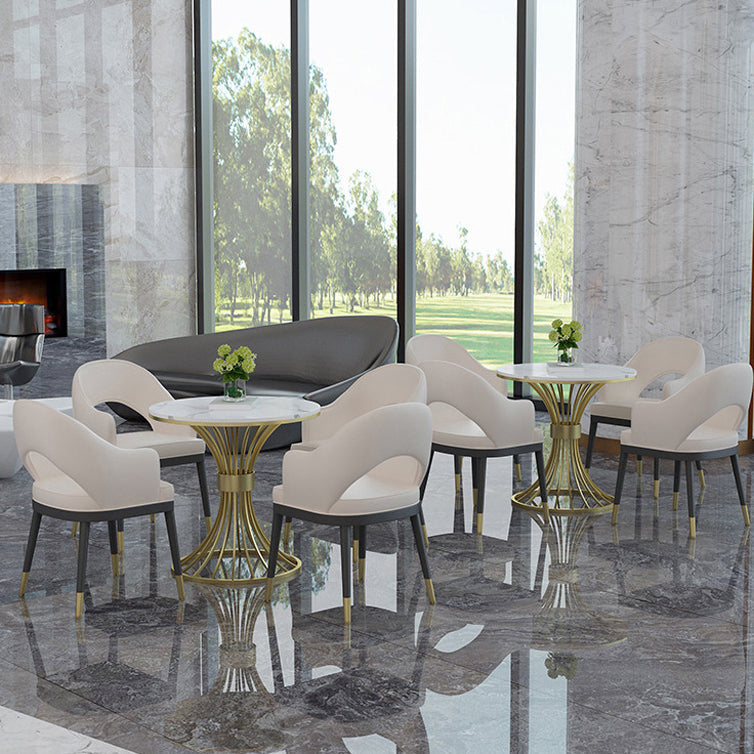 Glam Sintered Stone Dining Table Set 1/2/3/4/5 Pieces Dining Set for Home Use Clearhalo 'Dining Room Sets' 'Dining Tables & Seating' 'dining_room_set' 'furn' 'furn_dining_room_set' 'Furniture' 'Kitchen & Dining Furniture' 5291611