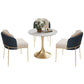 Glam Round Sintered Stone Dining Table Set 1/2/3/4/5 Pieces Dining Set for Home Use 4 Pieces: Table, 3 Blue Chairs Clearhalo 'Dining Room Sets' 'Dining Tables & Seating' 'dining_room_set' 'furn' 'furn_dining_room_set' 'Furniture' 'Kitchen & Dining Furniture' 5291637