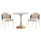 Glam Round Sintered Stone Dining Table Set 1/2/3/4/5 Pieces Dining Set for Home Use 3 Pieces: Table, 2 Blue Chairs Clearhalo 'Dining Room Sets' 'Dining Tables & Seating' 'dining_room_set' 'furn' 'furn_dining_room_set' 'Furniture' 'Kitchen & Dining Furniture' 5291641