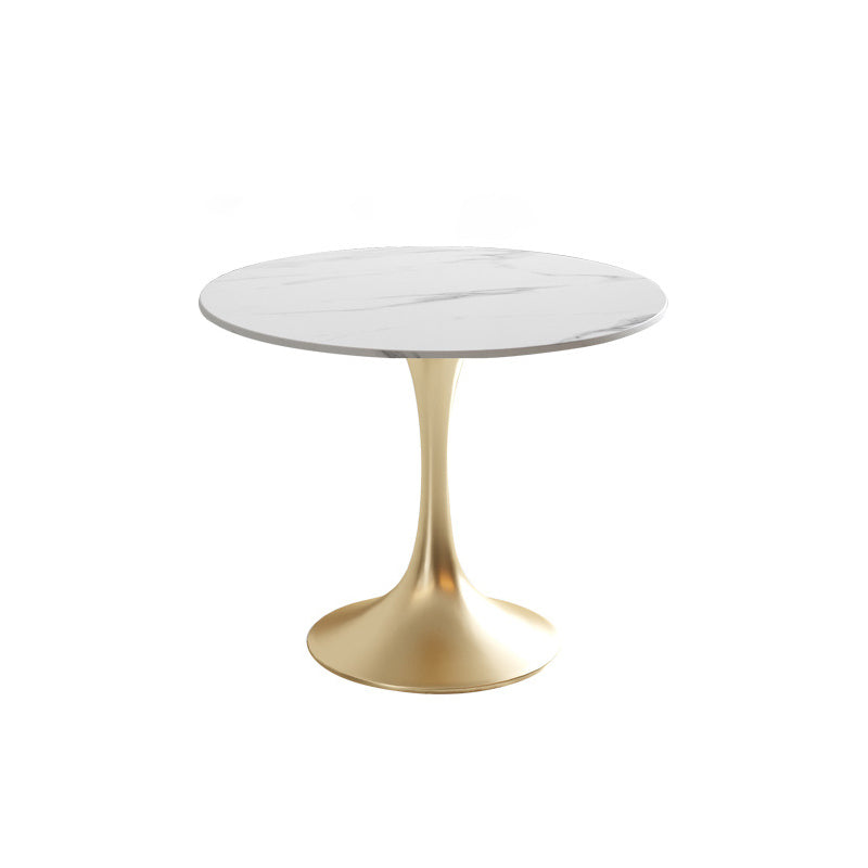Glam Round Sintered Stone Dining Table Set 1/2/3/4/5 Pieces Dining Set for Home Use White 31"L x 31"W Clearhalo 'Dining Room Sets' 'Dining Tables & Seating' 'dining_room_set' 'furn' 'furn_dining_room_set' 'Furniture' 'Kitchen & Dining Furniture' 5291642