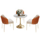 Glam Round Sintered Stone Dining Table Set 1/2/3/4/5 Pieces Dining Set for Home Use 4 Pieces: Table, 3 Orange Chairs Clearhalo 'Dining Room Sets' 'Dining Tables & Seating' 'dining_room_set' 'furn' 'furn_dining_room_set' 'Furniture' 'Kitchen & Dining Furniture' 5291643