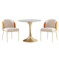 Glam Round Sintered Stone Dining Table Set 1/2/3/4/5 Pieces Dining Set for Home Use 3 Pieces: Table, 2 Orange Chairs Clearhalo 'Dining Room Sets' 'Dining Tables & Seating' 'dining_room_set' 'furn' 'furn_dining_room_set' 'Furniture' 'Kitchen & Dining Furniture' 5291645