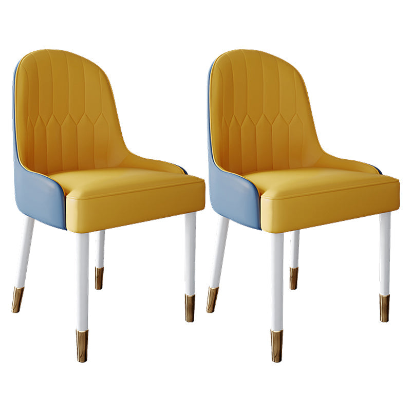 Modern White Iron Dinette Set 1/2/5/7 Pieces Rectangle Sintered Stone Top Dining Table Set 2 Orange Chairs Clearhalo 'Dining Room Sets' 'Dining Tables & Seating' 'dining_room_set' 'furn' 'furn_dining_room_set' 'Furniture' 'Kitchen & Dining Furniture' 5291658