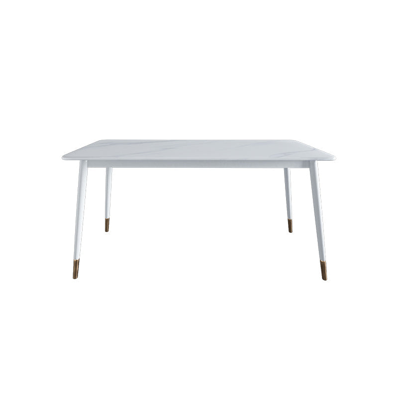 Modern White Iron Dinette Set 1/2/5/7 Pieces Rectangle Sintered Stone Top Dining Table Set White 70.9"L x 35.4"W Clearhalo 'Dining Room Sets' 'Dining Tables & Seating' 'dining_room_set' 'furn' 'furn_dining_room_set' 'Furniture' 'Kitchen & Dining Furniture' 5291661