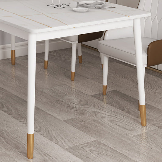 Modern White Iron Dinette Set 1/2/5/7 Pieces Rectangle Sintered Stone Top Dining Table Set Clearhalo 'Dining Room Sets' 'Dining Tables & Seating' 'dining_room_set' 'furn' 'furn_dining_room_set' 'Furniture' 'Kitchen & Dining Furniture' 5291662