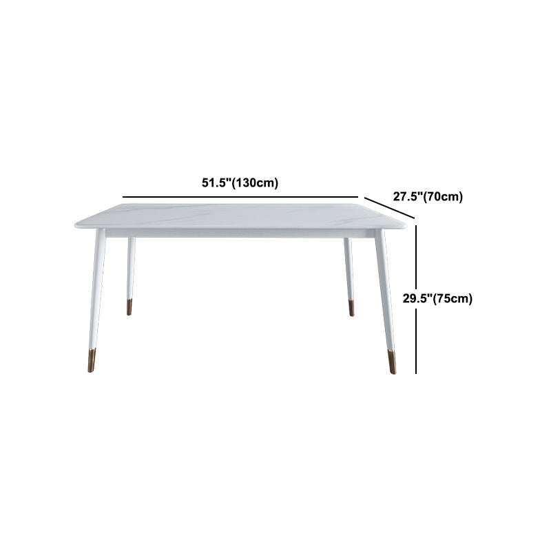 Modern White Iron Dinette Set 1/2/5/7 Pieces Rectangle Sintered Stone Top Dining Table Set Clearhalo 'Dining Room Sets' 'Dining Tables & Seating' 'dining_room_set' 'furn' 'furn_dining_room_set' 'Furniture' 'Kitchen & Dining Furniture' 5291668
