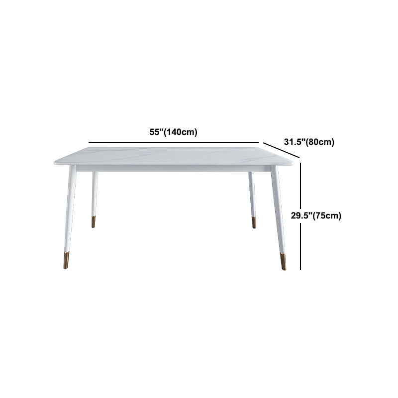 Modern White Iron Dinette Set 1/2/5/7 Pieces Rectangle Sintered Stone Top Dining Table Set Clearhalo 'Dining Room Sets' 'Dining Tables & Seating' 'dining_room_set' 'furn' 'furn_dining_room_set' 'Furniture' 'Kitchen & Dining Furniture' 5291669