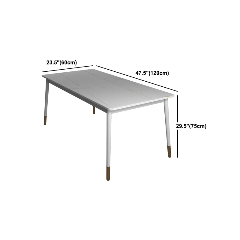 Modern White Iron Dinette Set 1/2/5/7 Pieces Rectangle Sintered Stone Top Dining Table Set Clearhalo 'Dining Room Sets' 'Dining Tables & Seating' 'dining_room_set' 'furn' 'furn_dining_room_set' 'Furniture' 'Kitchen & Dining Furniture' 5291672