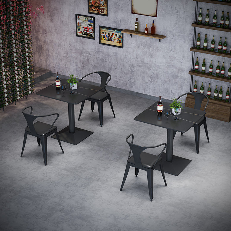 Modern 1/3/7 Pieces Dining Set Rectangle Stone Dining Table for Cafe 3 Pieces: Black Table, 2 Chairs Clearhalo 'Dining Room Sets' 'Dining Tables & Seating' 'dining_room_set' 'furn' 'furn_dining_room_set' 'Furniture' 'Kitchen & Dining Furniture' 5291699