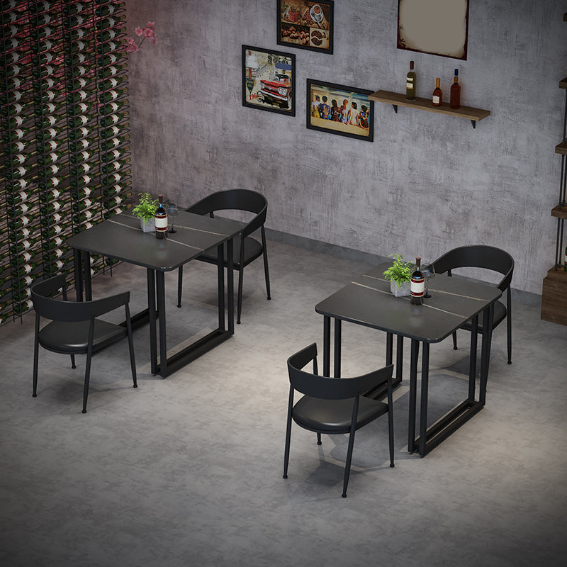 Modern 1/3/7 Pieces Dining Set Rectangle Stone Dining Table for Cafe 3 Pieces: Black Table, 2 Black Chairs Clearhalo 'Dining Room Sets' 'Dining Tables & Seating' 'dining_room_set' 'furn' 'furn_dining_room_set' 'Furniture' 'Kitchen & Dining Furniture' 5291701