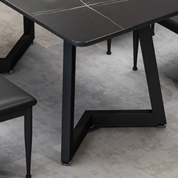 Modern 1/3/7 Pieces Dining Set Rectangle Stone Dining Table for Cafe Clearhalo 'Dining Room Sets' 'Dining Tables & Seating' 'dining_room_set' 'furn' 'furn_dining_room_set' 'Furniture' 'Kitchen & Dining Furniture' 5291710