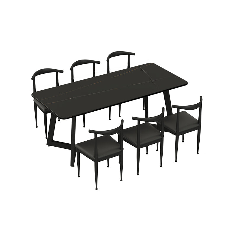 Modern 1/3/7 Pieces Dining Set Rectangle Stone Dining Table for Cafe Clearhalo 'Dining Room Sets' 'Dining Tables & Seating' 'dining_room_set' 'furn' 'furn_dining_room_set' 'Furniture' 'Kitchen & Dining Furniture' 5291713