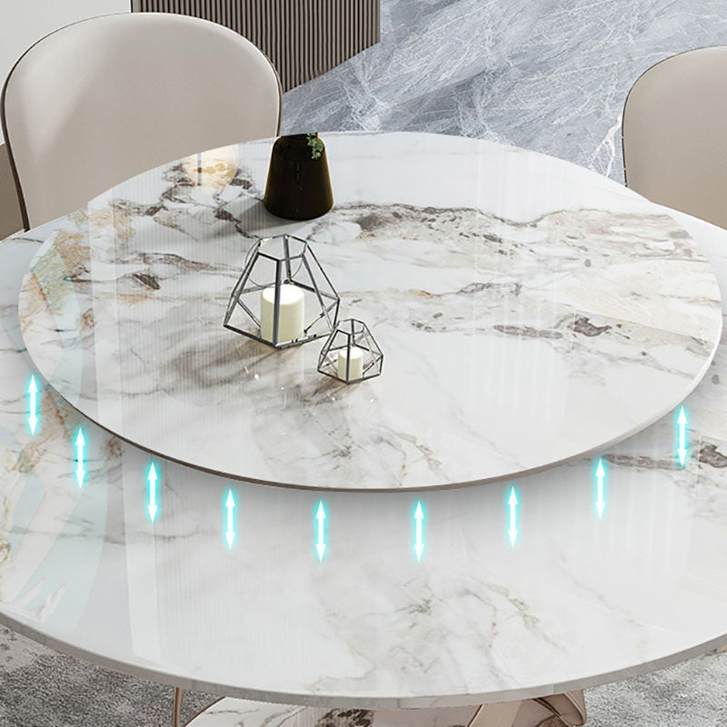 ローズベースの台座カジュアルダイニングテーブル伝統的な豪華なラウンドダイニングテーブル