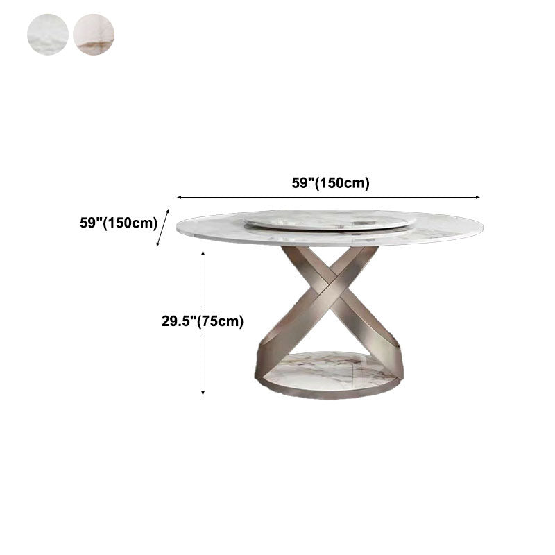 ローズベースの台座カジュアルダイニングテーブル伝統的な豪華なラウンドダイニングテーブル