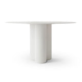 Tavolo da pranzo rotondo contemporaneo in pietra sinterizzata e tavolo in legno massiccio