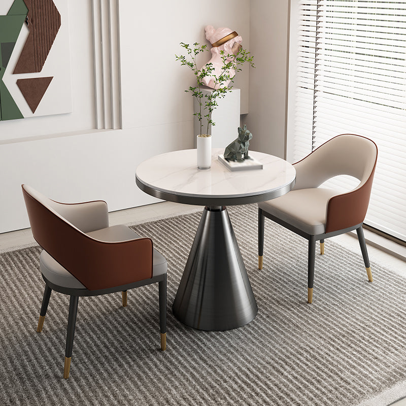 石とスチールダイニングサイトテーブル伝統的な豪華な丸いダイニングテーブル