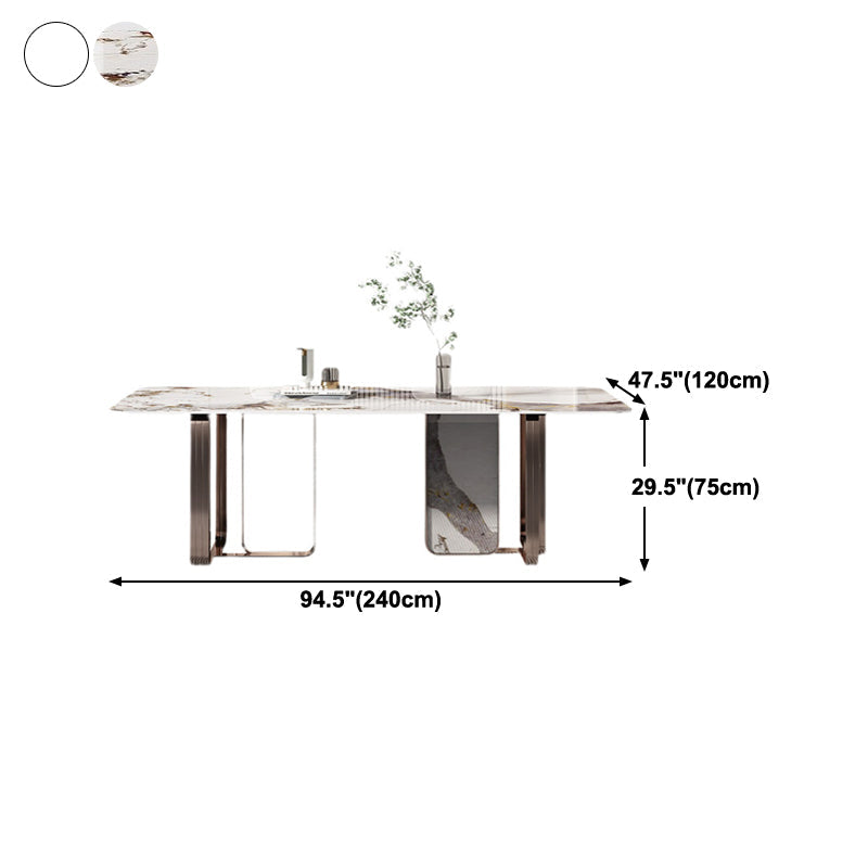 Rectangle Sintered Stone Top Table Contemporary Metal Base Dining Table Clearhalo 'Dining Tables & Seating' 'Dining Tables' 'dining_table' 'furn' 'furn_dining_table' 'Furniture' 'Kitchen & Dining Furniture' 5291942