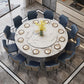 White-black Stone Round Table Turntable Home Furniture with Pedestal Base White 78.7"L x 78.7"W x 29.5"H Without Chairs Clearhalo 'Dining Tables & Seating' 'Dining Tables' 'dining_table' 'furn' 'furn_dining_table' 'Furniture' 'Kitchen & Dining Furniture' 5291943