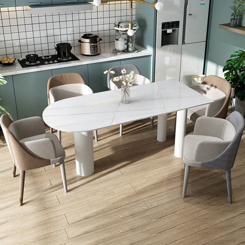 White Dining Table Contemporary Style Dinette Table for Home Kitchen Stone 70.9"L x 23.6"W x 29.5"H Without Chairs Clearhalo 'Dining Tables & Seating' 'Dining Tables' 'dining_table' 'furn' 'furn_dining_table' 'Furniture' 'Kitchen & Dining Furniture' 5291959