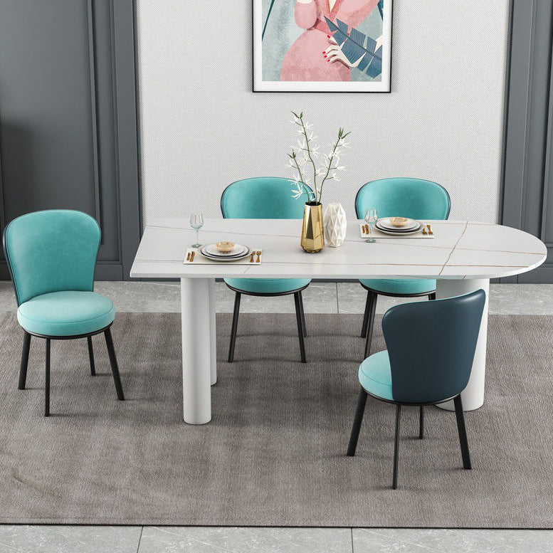 White Dining Table Contemporary Style Dinette Table for Home Kitchen Clearhalo 'Dining Tables & Seating' 'Dining Tables' 'dining_table' 'furn' 'furn_dining_table' 'Furniture' 'Kitchen & Dining Furniture' 5291964