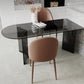 Mesa de comedor de tapa de vidrio moderna mesa de comedor de base de doble pedestal