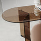 Mesa de comedor de tapa de vidrio moderna mesa de comedor de base de doble pedestal