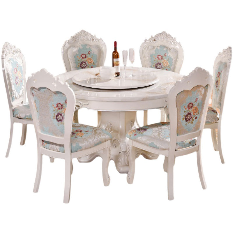 Stone Top Dining Table Round Dining Table with Wood Pedestal Base