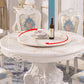 Stone Top Dining Table Round Dining Table with Wood Pedestal Base