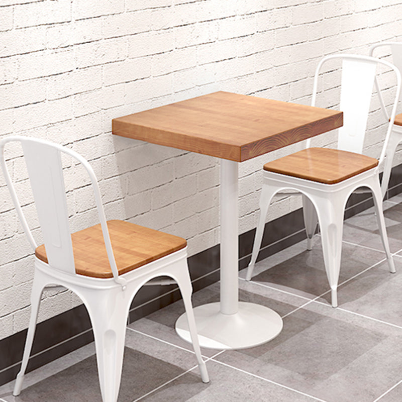 Industrial Pine Wood Table for Restaurant Dining Table with Metal Pedestal Base 27.6"L x 27.6"W x 29.5"H Without Chairs Clearhalo 'Dining Tables & Seating' 'Dining Tables' 'dining_table' 'furn' 'furn_dining_table' 'Furniture' 'Kitchen & Dining Furniture' 5292073